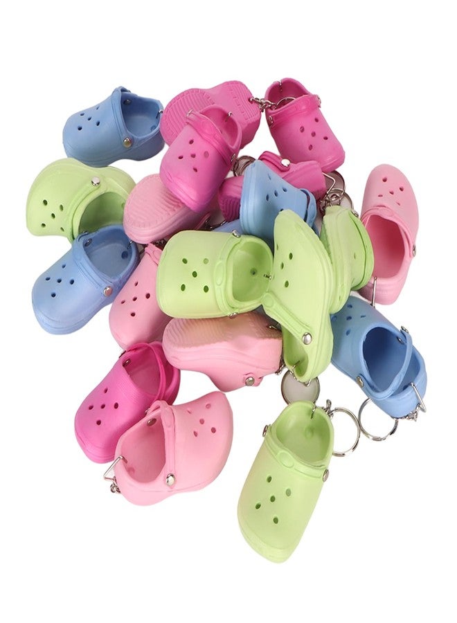 Sunicon 20Pcs Slipper Keychains, 4 Colors Soft Silicone DIY Mini Hole Shoe Keychain Women Cute Shoes Style Keychain Kids Girls Boys Lovely Key Buckle for Birthday Gifts - Image 1